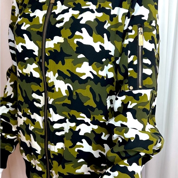 Michael Kors Camo Bomber Jacket - Green, Black, White - Picture 8 of 9